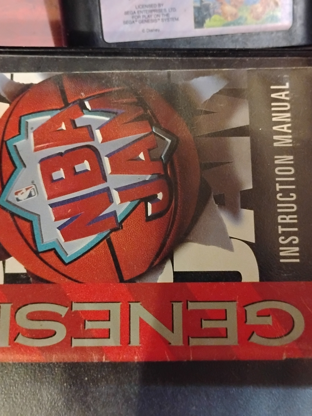 NBA Jam Genesis Game Cartridge And Case- Red & Orange Basketball Graphic